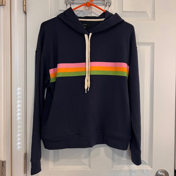 J. Crew Tops - J Crew Navy Blue Striped Hoodie